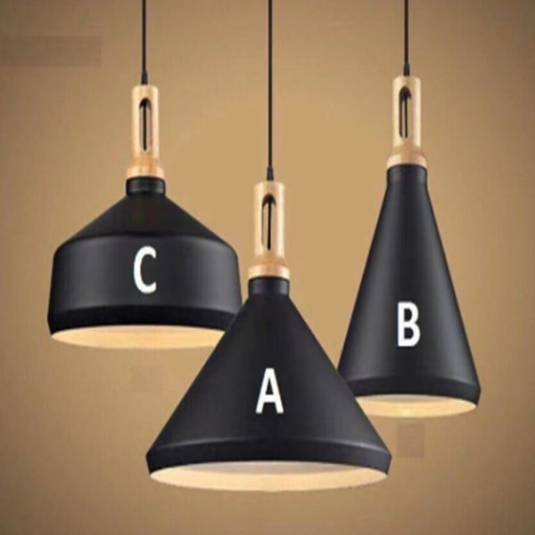 Đèn Thả Trần Chuôi Gỗ Màu Đen