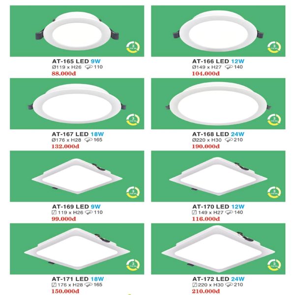LED Âm Trần Vỏ Nhựa PP 3 Chế Độ Sáng HUFA