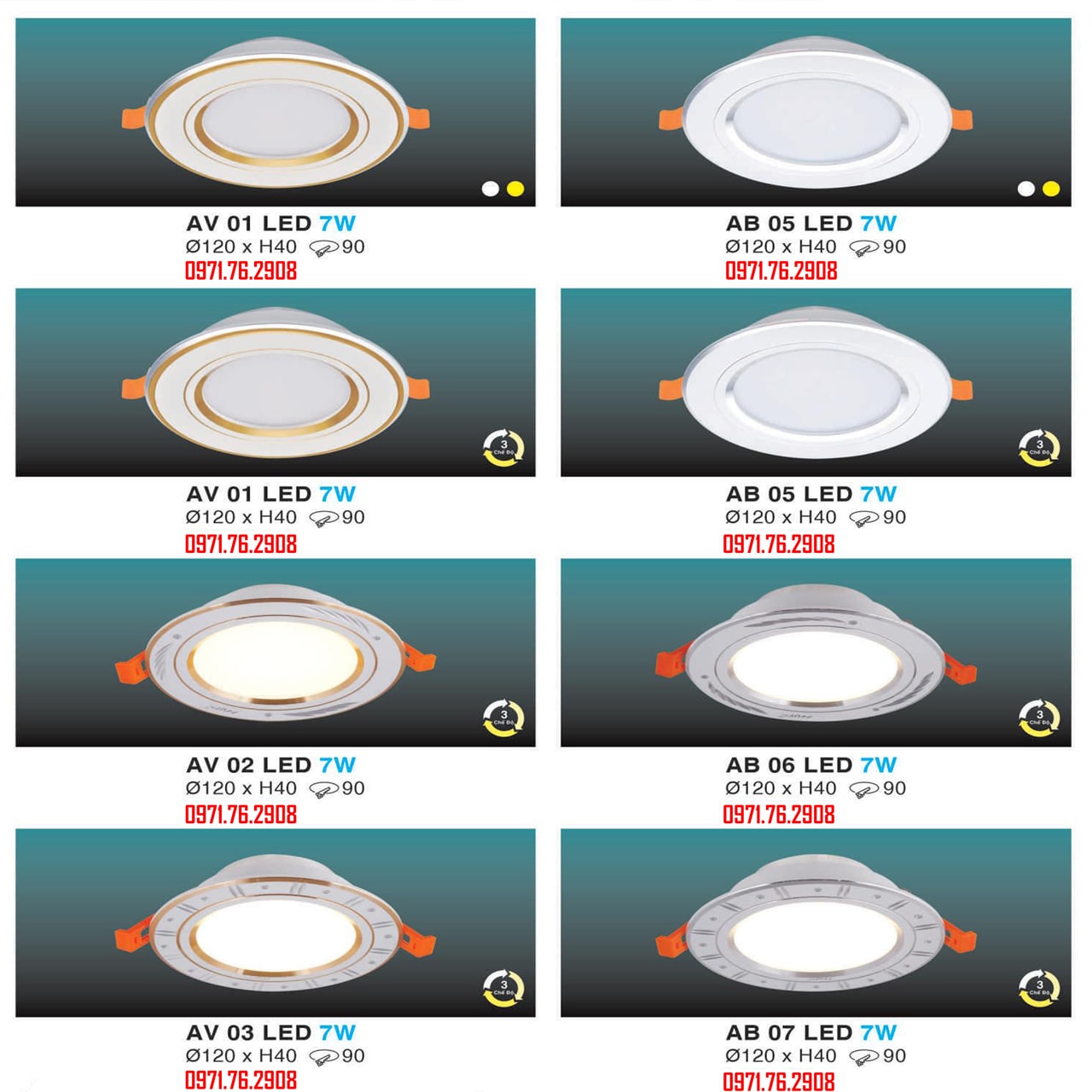 LED Âm Trần Viền Vàng Bạc 3 Chế Độ Sáng HUFA - ảnh phụ 2