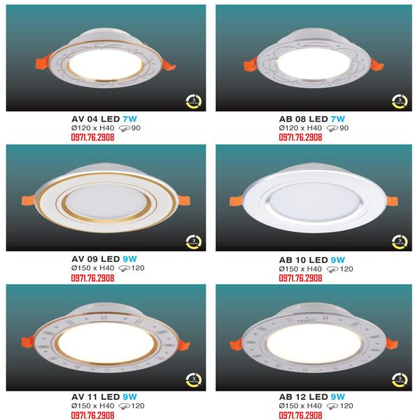LED Âm Trần Viền Vàng Bạc 3 Chế Độ HUFA