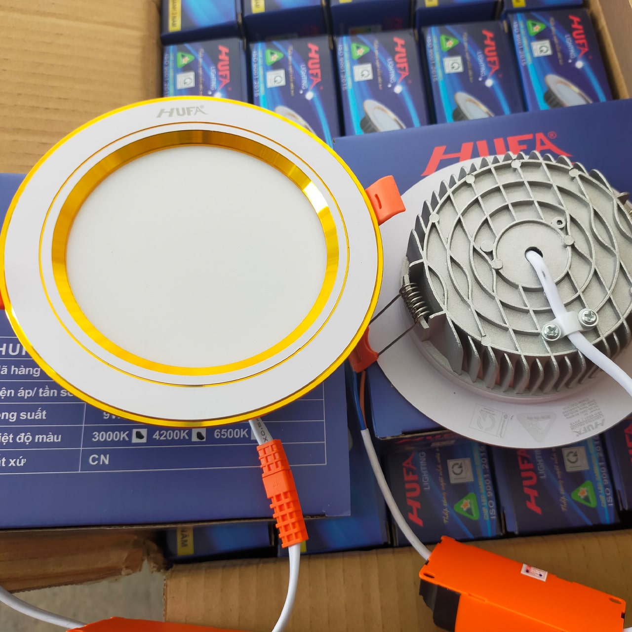 LED Âm Trần Viền Vàng 9w 3 Chế Độ HUFA - ảnh phụ 2