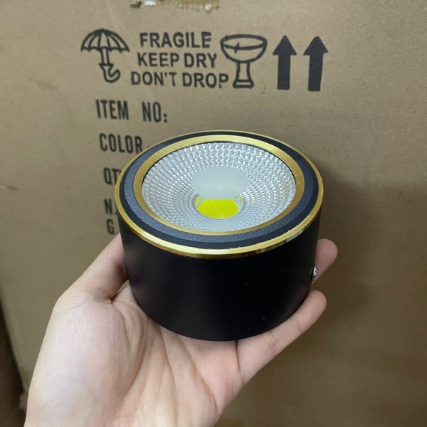 Đèn Lon Ốp Trần 7W Viền Vàng 90×50