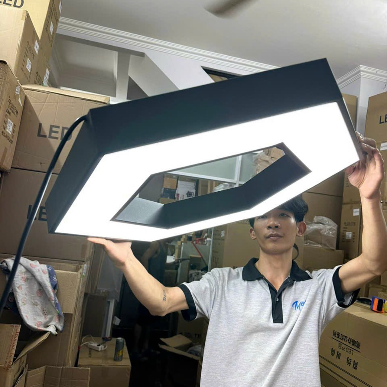 Đèn Thả Văn Phòng Lục Giác Khuyết Ø600 - ảnh phụ 4